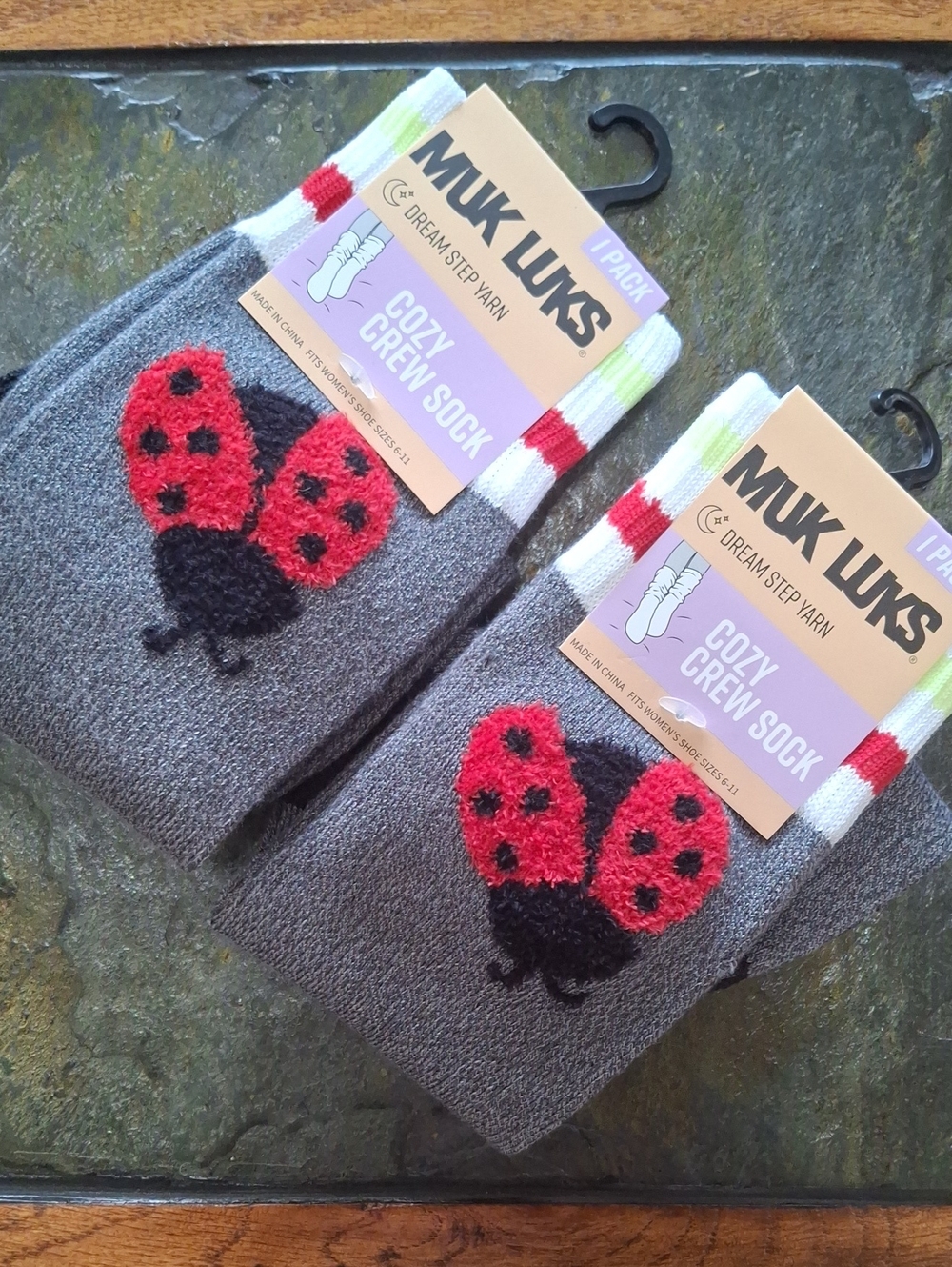 Muk Luks Ladybug Crew Socks